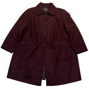 London Fog Women's Burgundy Classic Preppy Academia Wool Blend Coat Size 2X